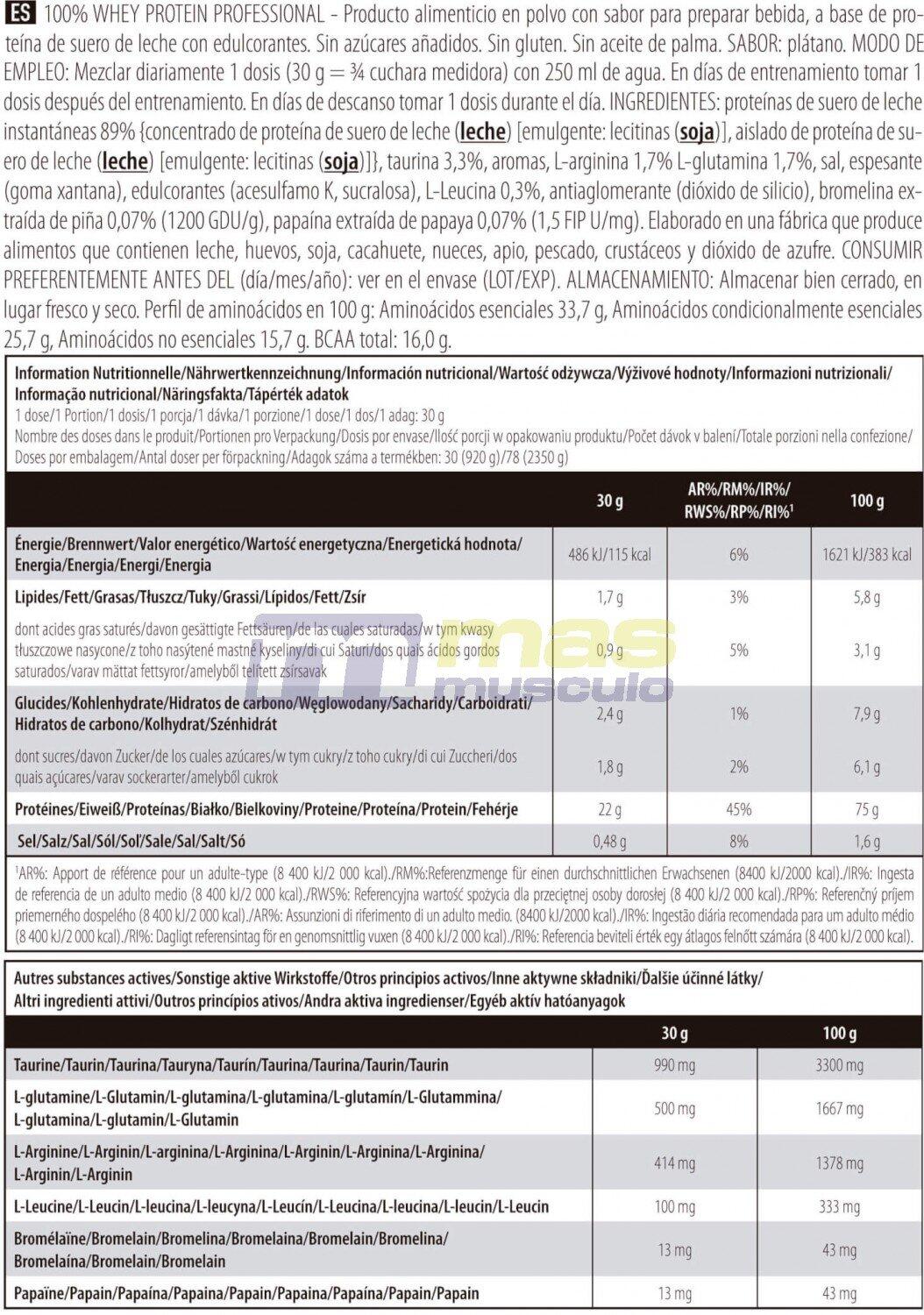 100% Whey Protein Professional - 2350g Plátano (Nuevo) Scitec Nutrition 6/6