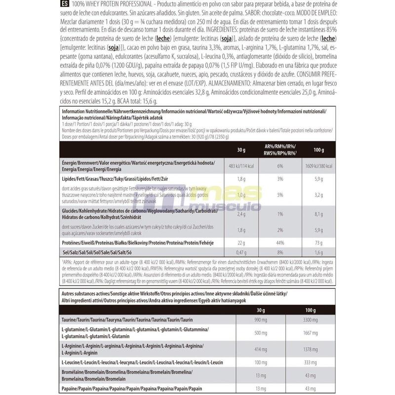 Whey Protéine | 100% Whey Professional (2,350kg) | Chocolat Noix De Coco
