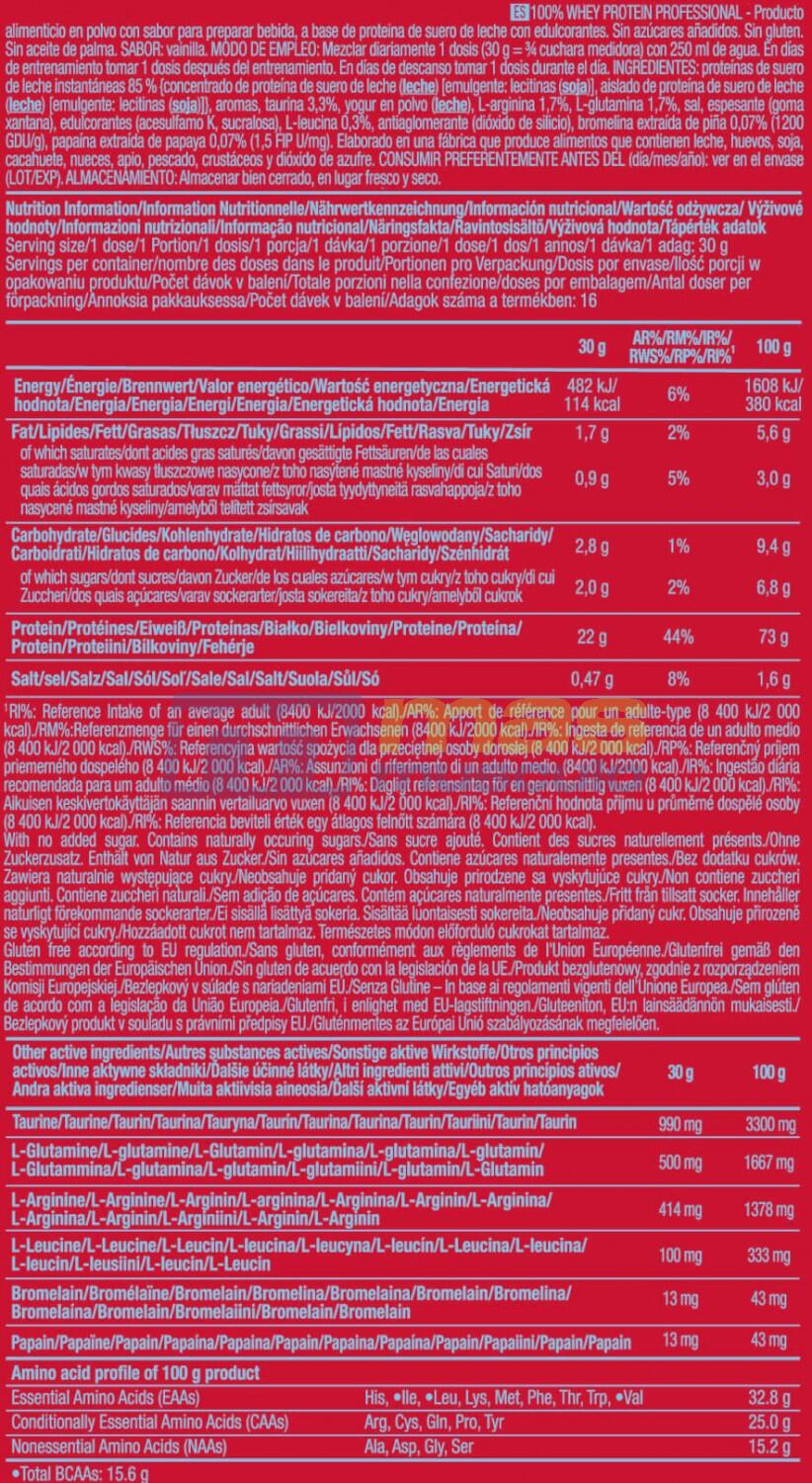 100% Whey Protein Professional - 500g Vainilla Scitec Nutrition 6/6