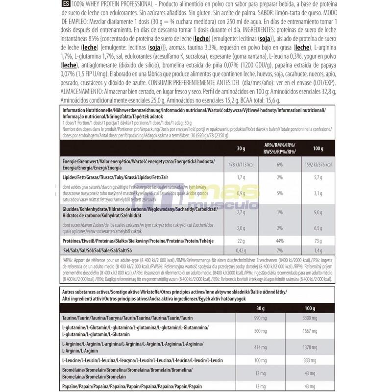 100% Whey Protein Professional - 920g Tarta de Queso con Limón de Scitec Nutriti