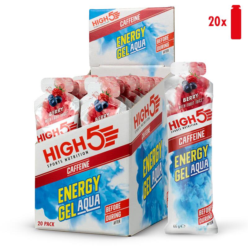 High5 Energy Gel Aqua Caffeine 20x66g - Málna (30mg)