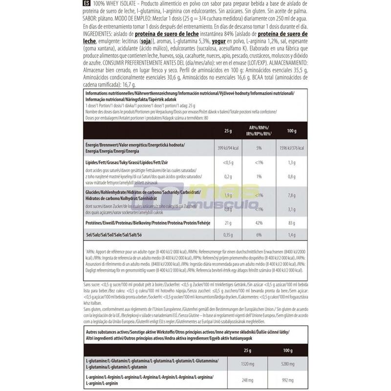 100% Whey Isolate - 2000g Platano de Scitec Nutrition