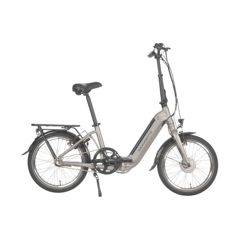 Elektrisches Klappfahrrad, Compact Comfort Plus, Vorderradmotor, Nxs 3, silber