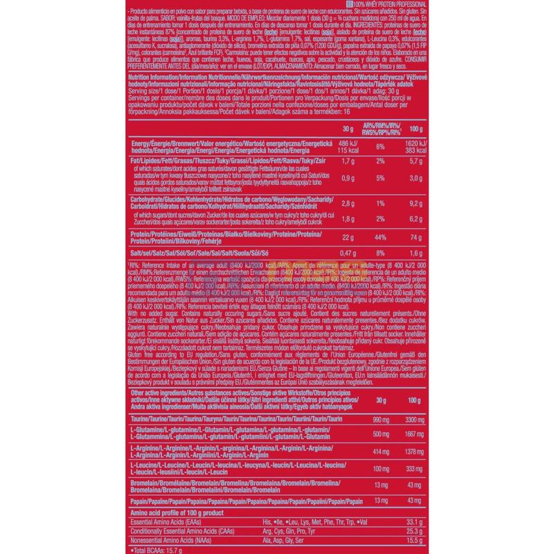 Whey Protéine | 100% Whey Professional (500g) | Vanille Fruits Rouges
