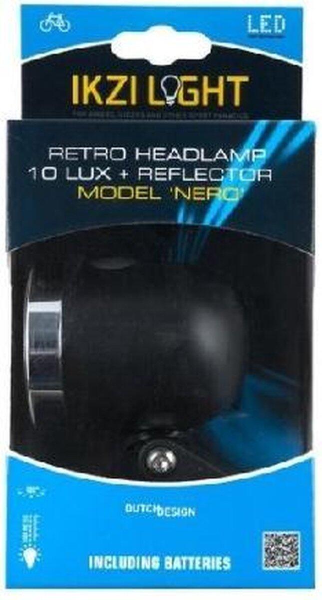 Ikzi Nero Faro LED 1W per Bicicletta con Staffa e Batterie. 3/4