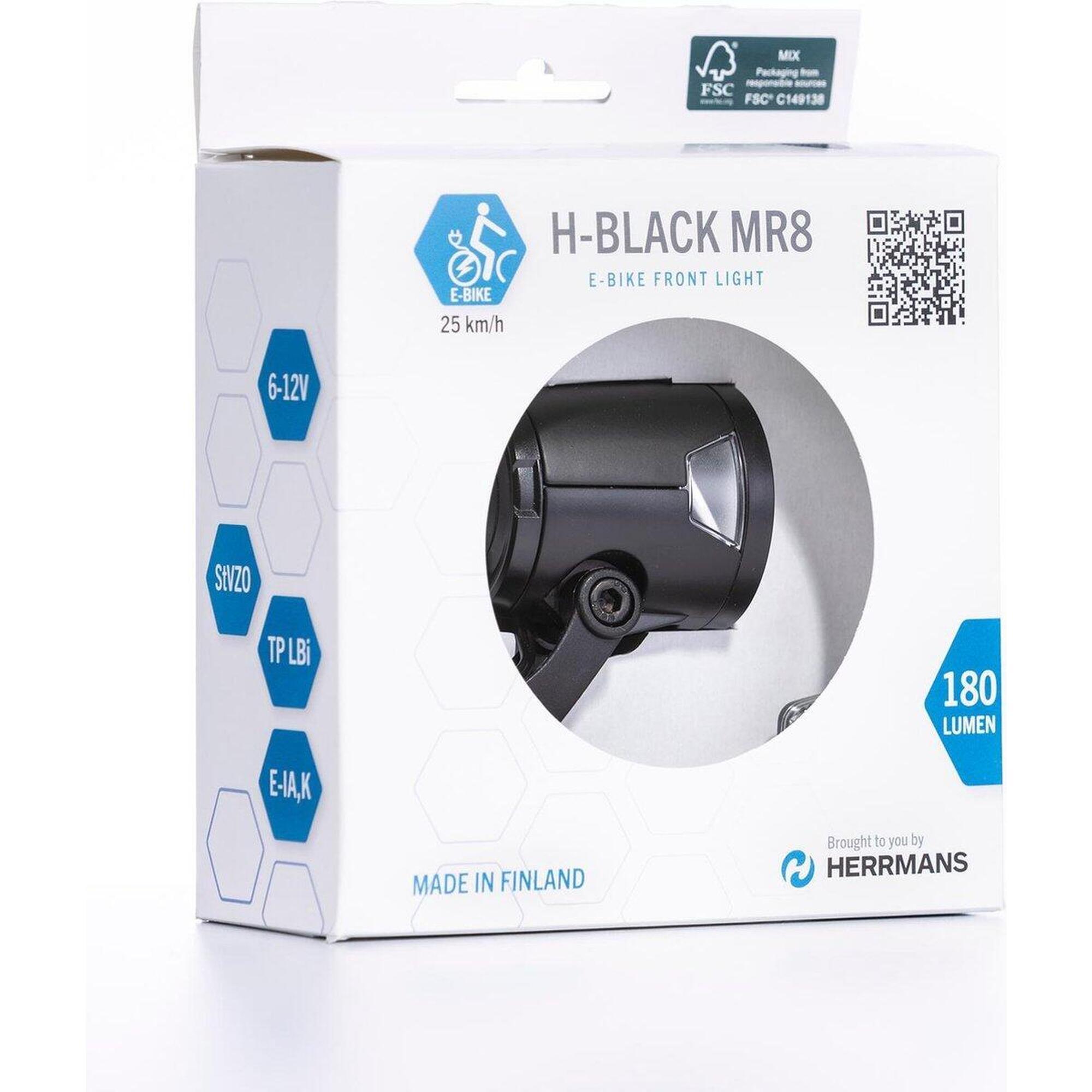 H-Black MR8 E-bike headlight 6-12V 180 lumen black (box)