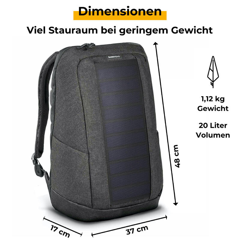 ICONIC | Solar-Rucksack | Mobiles Ladegerät | Reiserucksack | Fahrrad | Charging