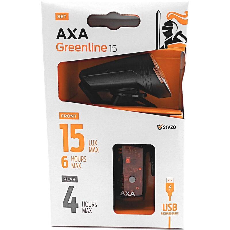 Fahrradbeleuchtungssatz led usb AXA Greenline 15 Lux