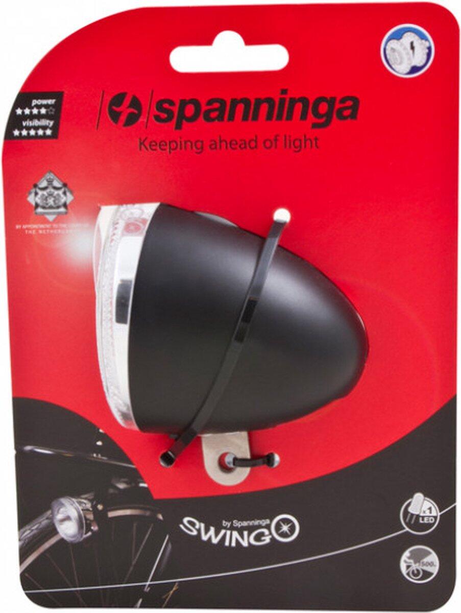 Spanninga Swingo Faro Anteriore LED Retrò, 4/20 Lux, Batteria/Dinamo, Nero. 2/4