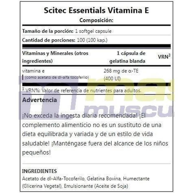 Vitaminas Vitamin E 100 Caps  - Scitec Nutrition