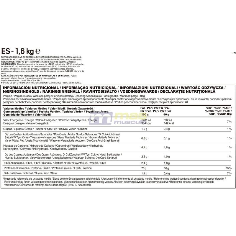 Hydrowhey Vanille 40 Portionen (1600 Gramm)