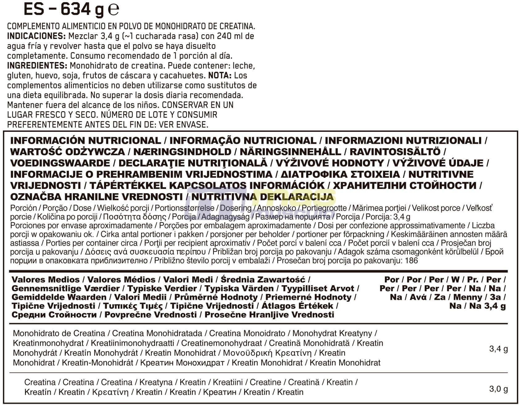 Kreatine - Kreatin Powder (634g) - Neutral 6/6