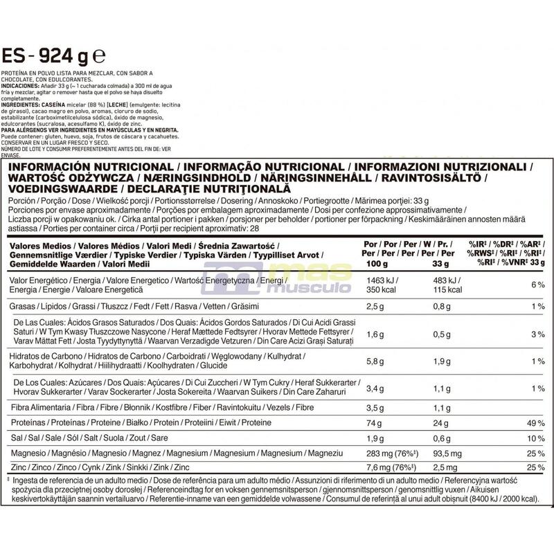 100% Gold Standard Casein Schokolade 28 Portionen (924 Gramm)