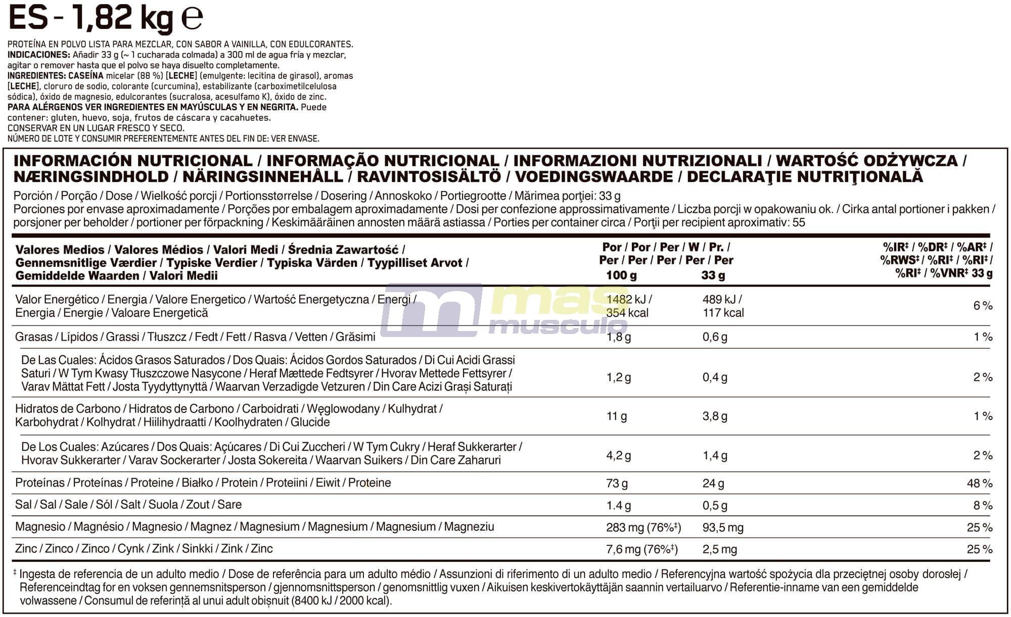Gold Standard 100% Caseïne 1.82kg Optimum Nutrition 6/6