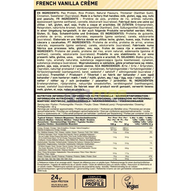 Gold Standard 100% Plant-based Protein Vanille 684 Gramm (19 Portionen)