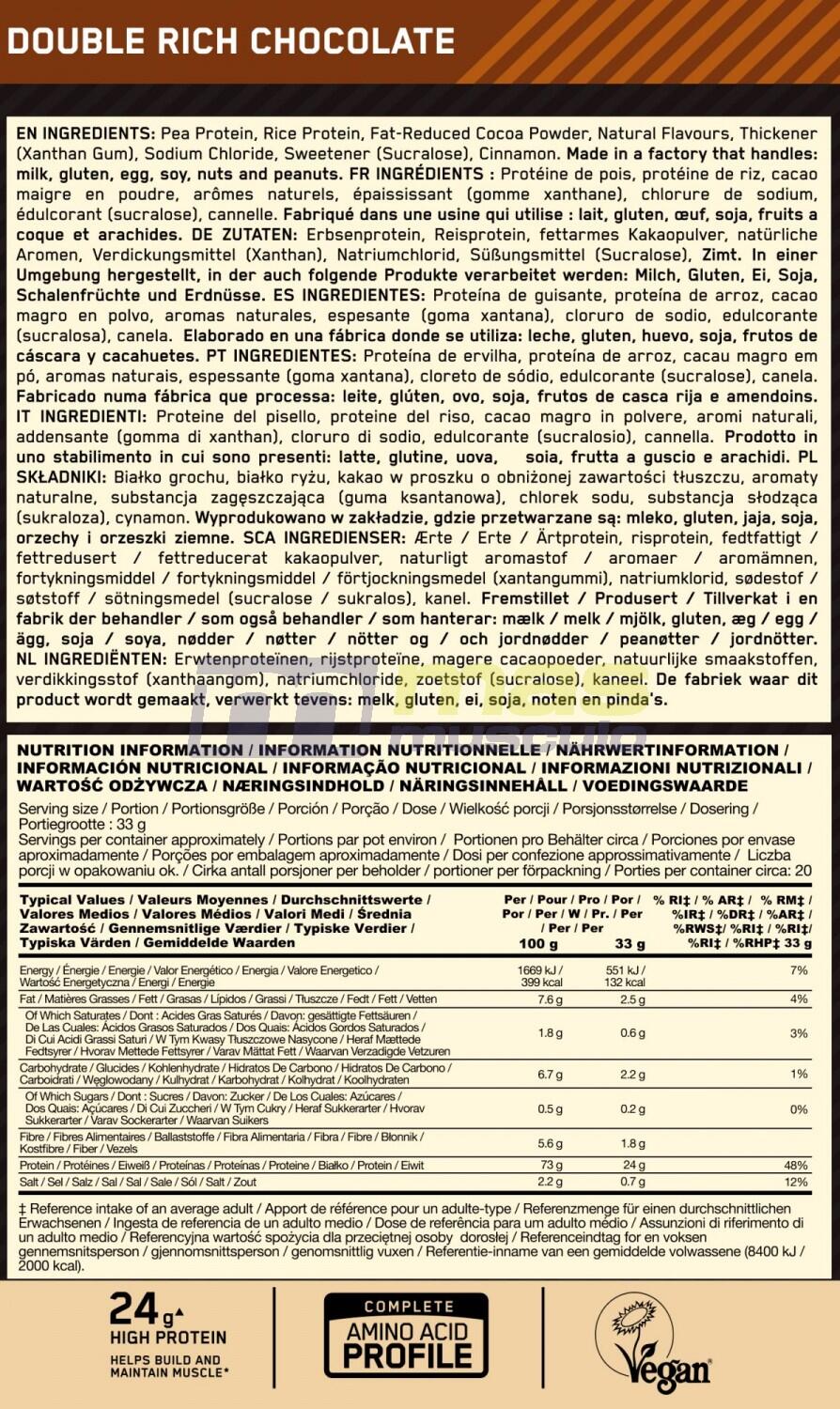 Protéine vegan - Gold Standard 100% Plant - Double Chocolat 684g 6/6