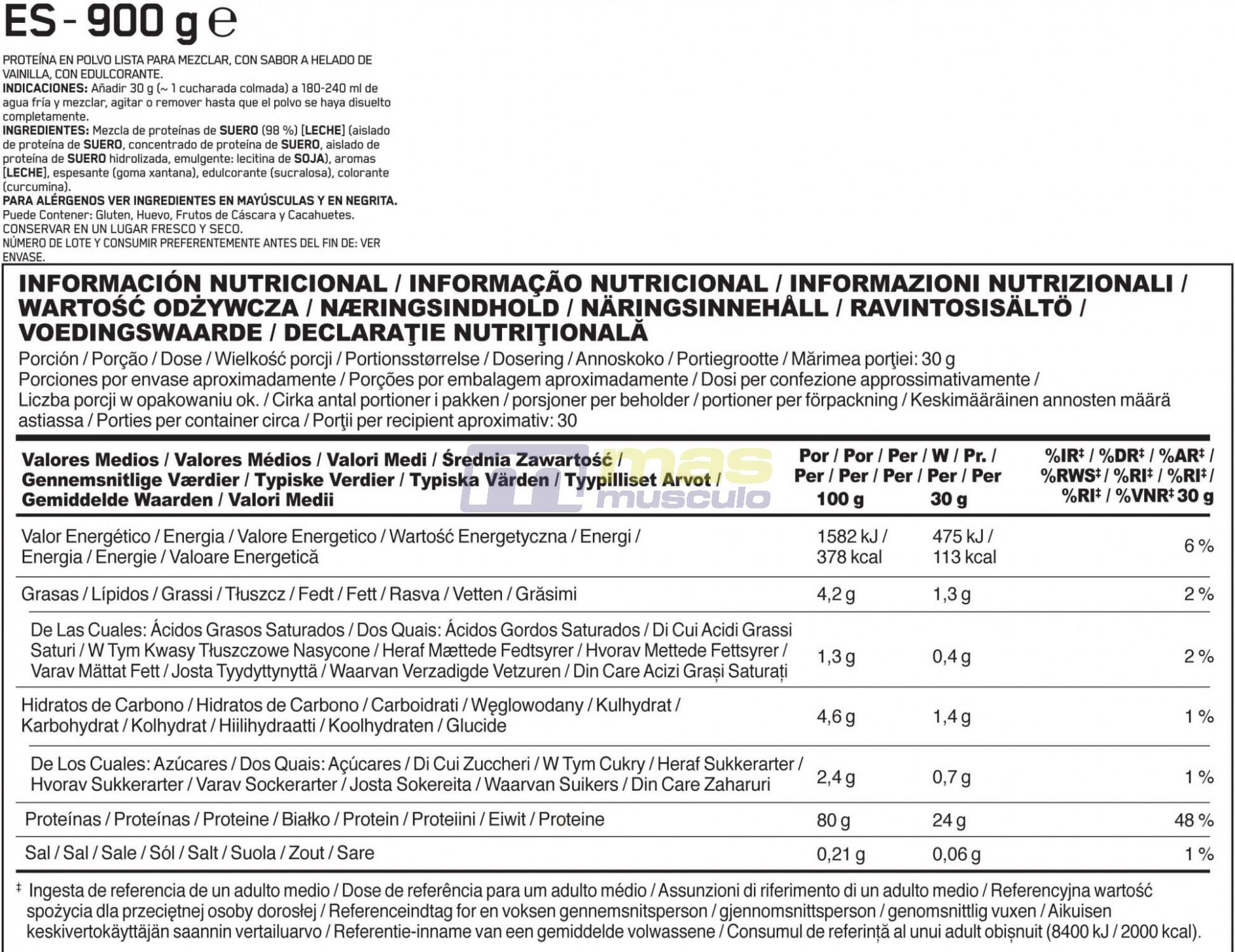 Vanille eiwitijs Optimum Nutrition Gold Standard 100% Whey 6/7