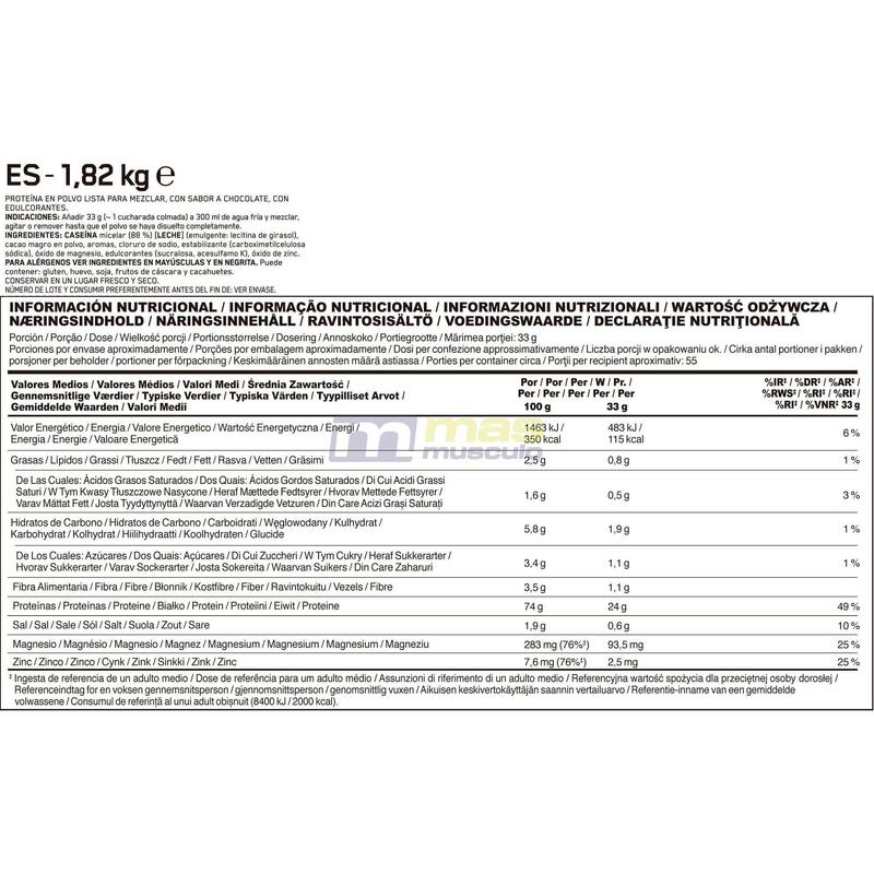 Gold Standard 100% Caseine Time Release Proteine – Chocolat – 55 Portions