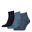 PUMA Unisex Socken, 3er Pack - Quarter, Sneaker Dunkelblau/Blau/Hellblau 39-42