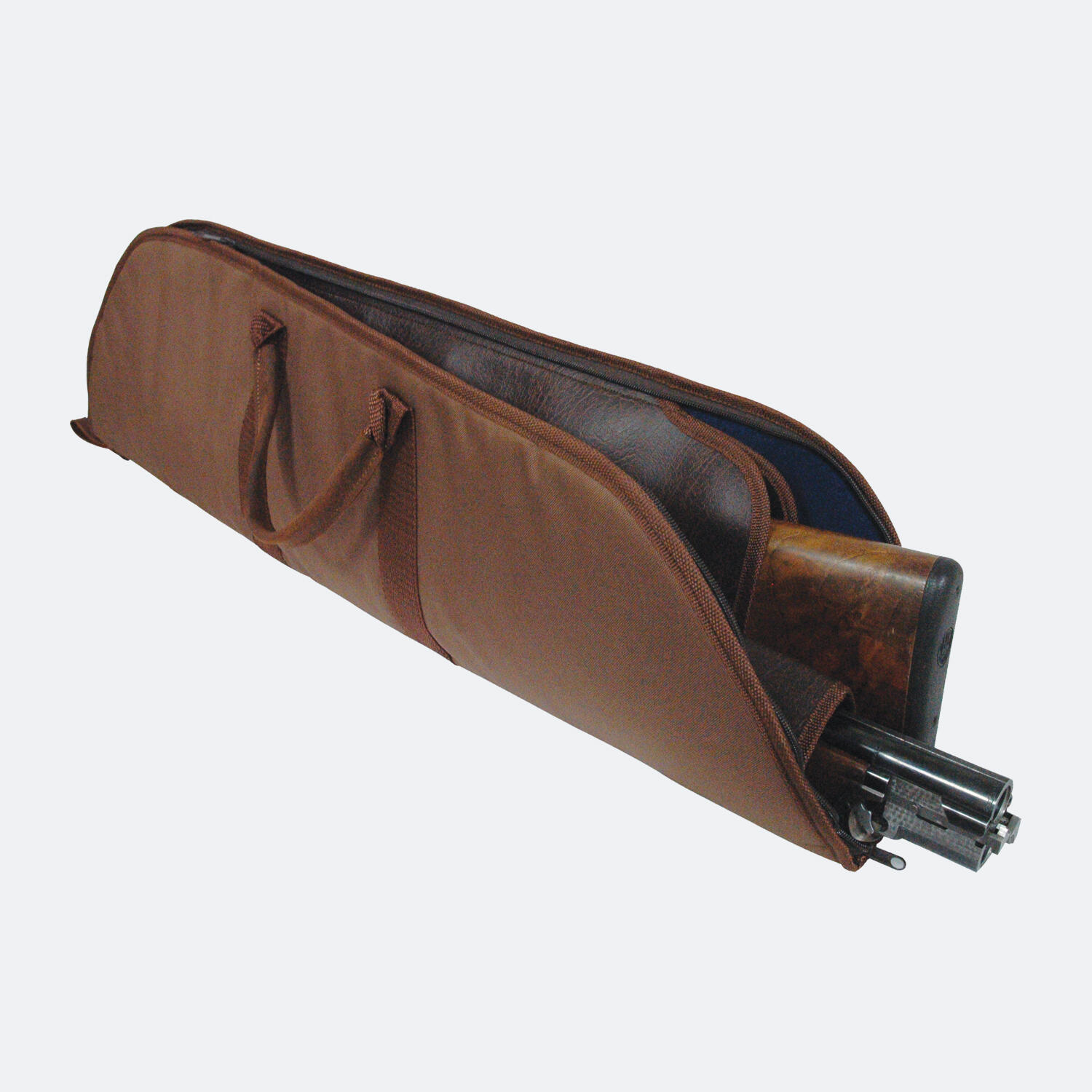 FOURREAU CHASSE FUSIL DÉMONTÉ 83x23 CM - 2 COMPARTIMENTS - TOILE MARRON 2/2