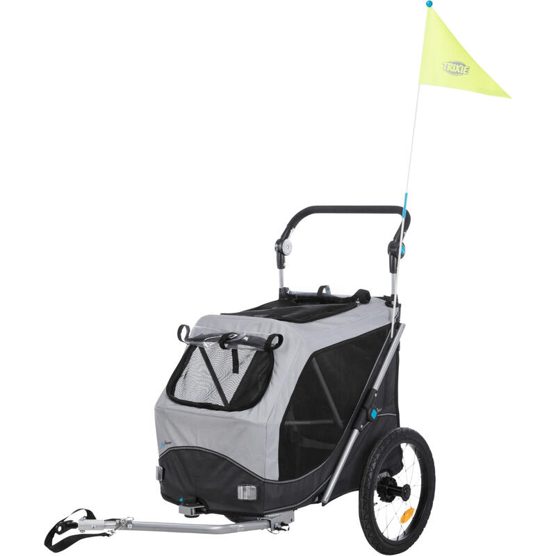 Remolque Bici Plegado Rápido para perros Trixie Gris M: 63×95×90/132 cm