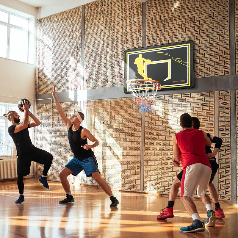 Tabela de basquetebol 110x90x70 cm preto e amarelo SPORTNOW