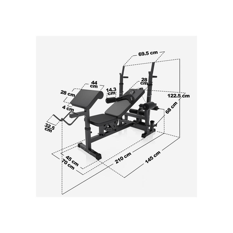 Universele Halterbank zwart + 100 kg Halterset - Gripper Kunststof