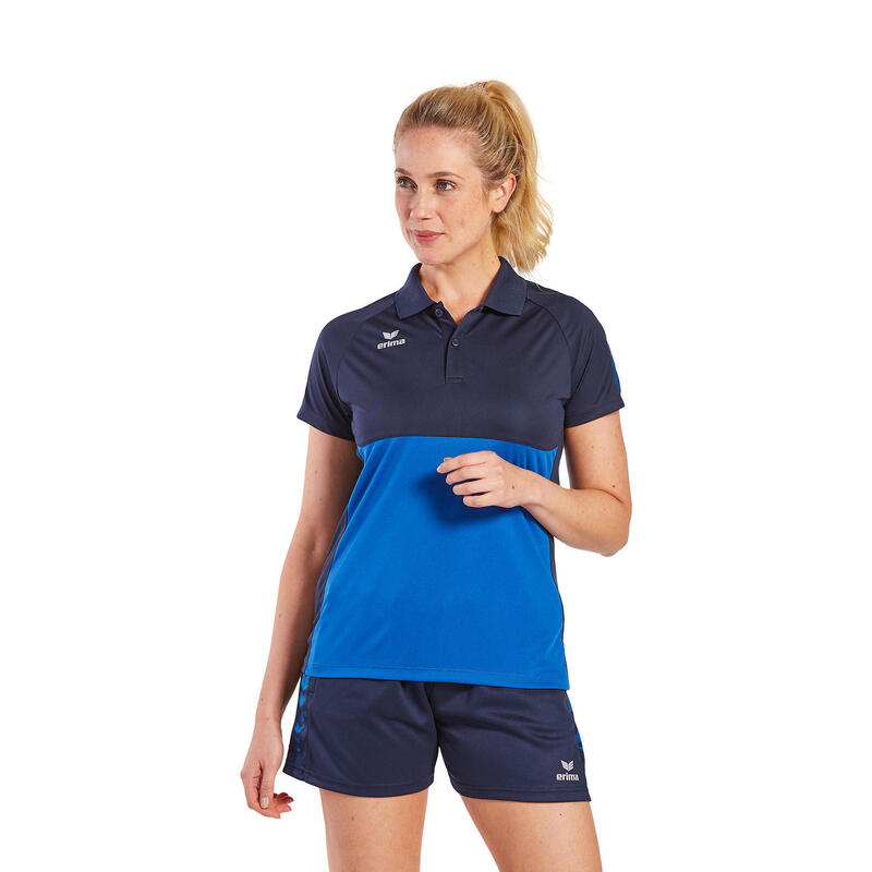 Tricou polo Erima Six Wings Albastru - uscare rapidă, guler cu nasturi