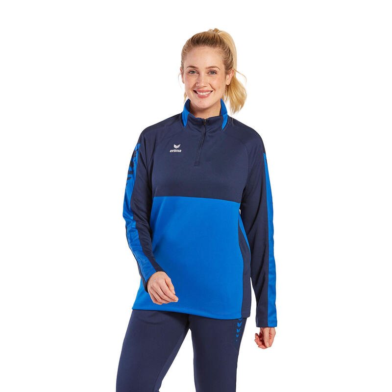Top antrenament Erima Six Wings Blue, guler înalt cu fermoar