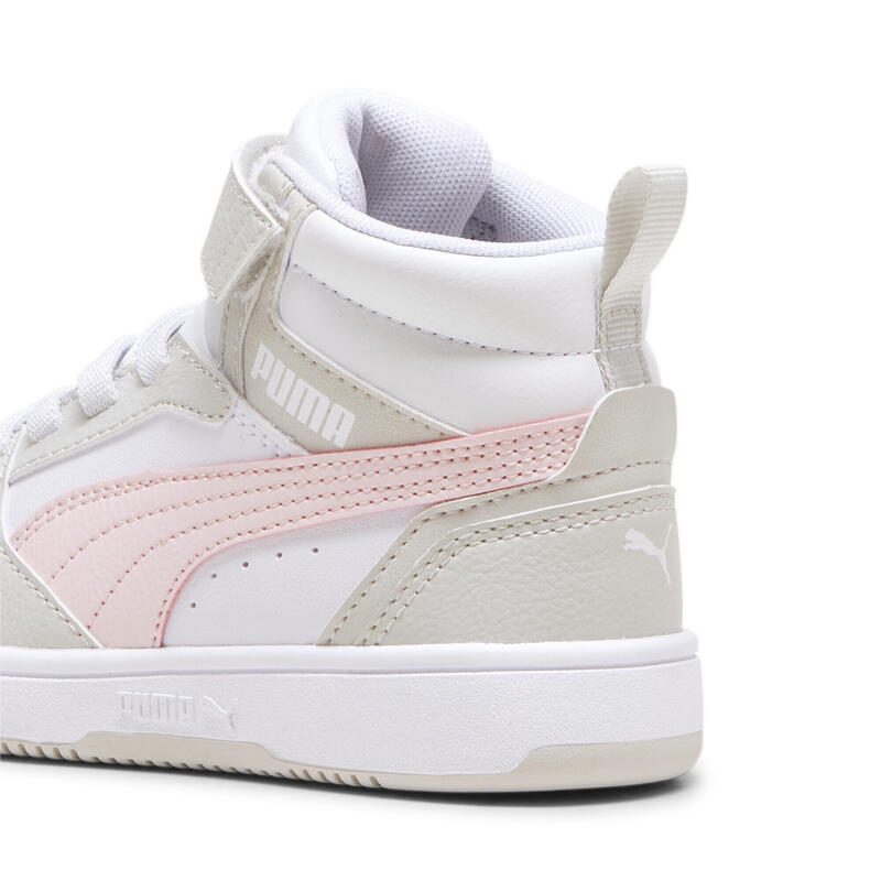 Rebound V6 Mid sneakers voor kinderen PUMA White Frosty Pink Sedate Gray