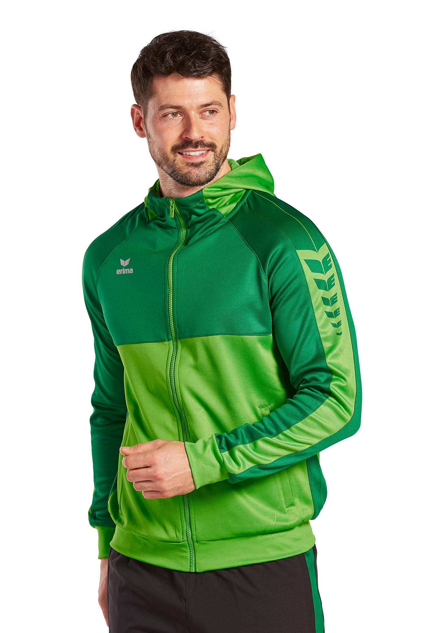 Jachetă de antrenament Erima Six Wings cu glugă verde