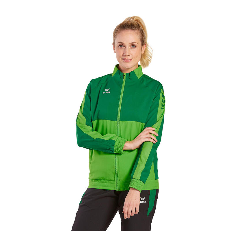 Jachetă de prezentare Erima Six Wings Verde - mâneci lungi, fermoar frontal