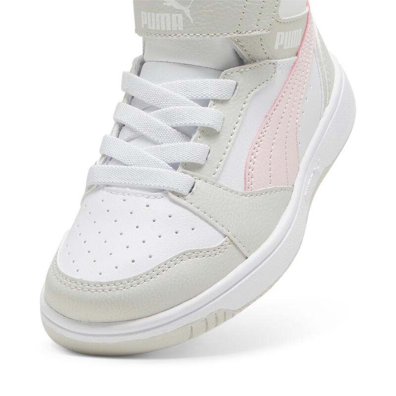 Rebound V6 Mid sneakers voor kinderen PUMA White Frosty Pink Sedate Gray