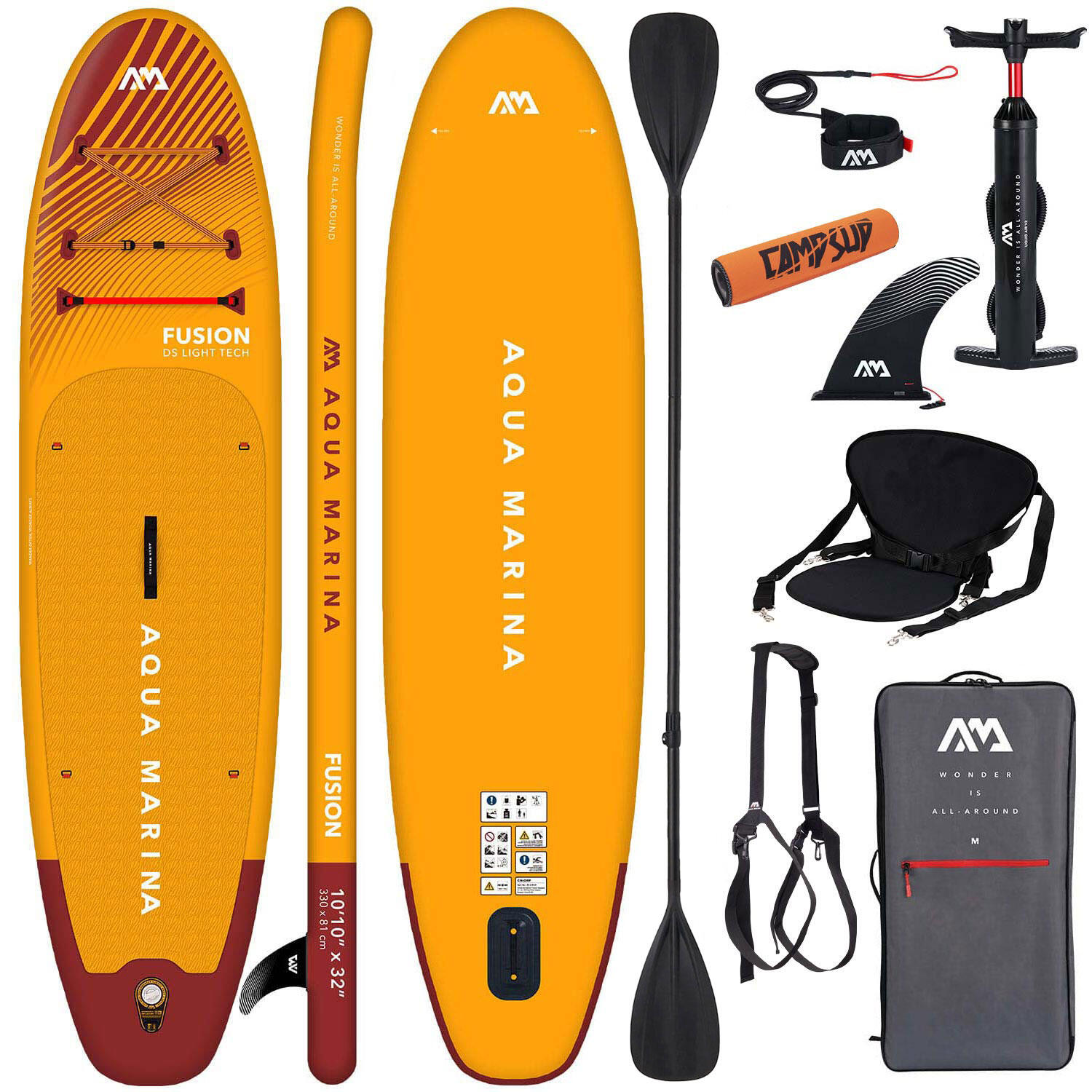 Aqua Marina Fusion 10'10 opblaasbaar SUP board met peddel, kajakzitje, draagriem 1/5
