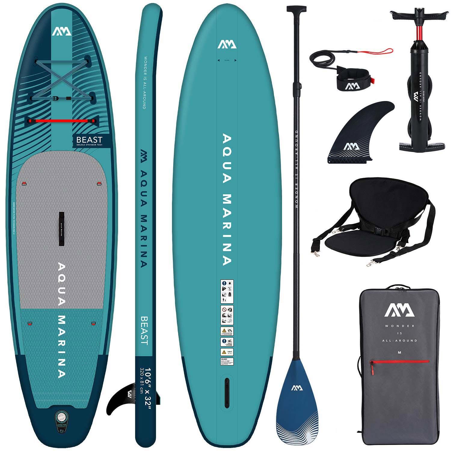AQUA MARINA AQUA MARINA BEAST BT-23BEP 10’6” SUP opblaasbaar board Kajak zitje Blauw grijs