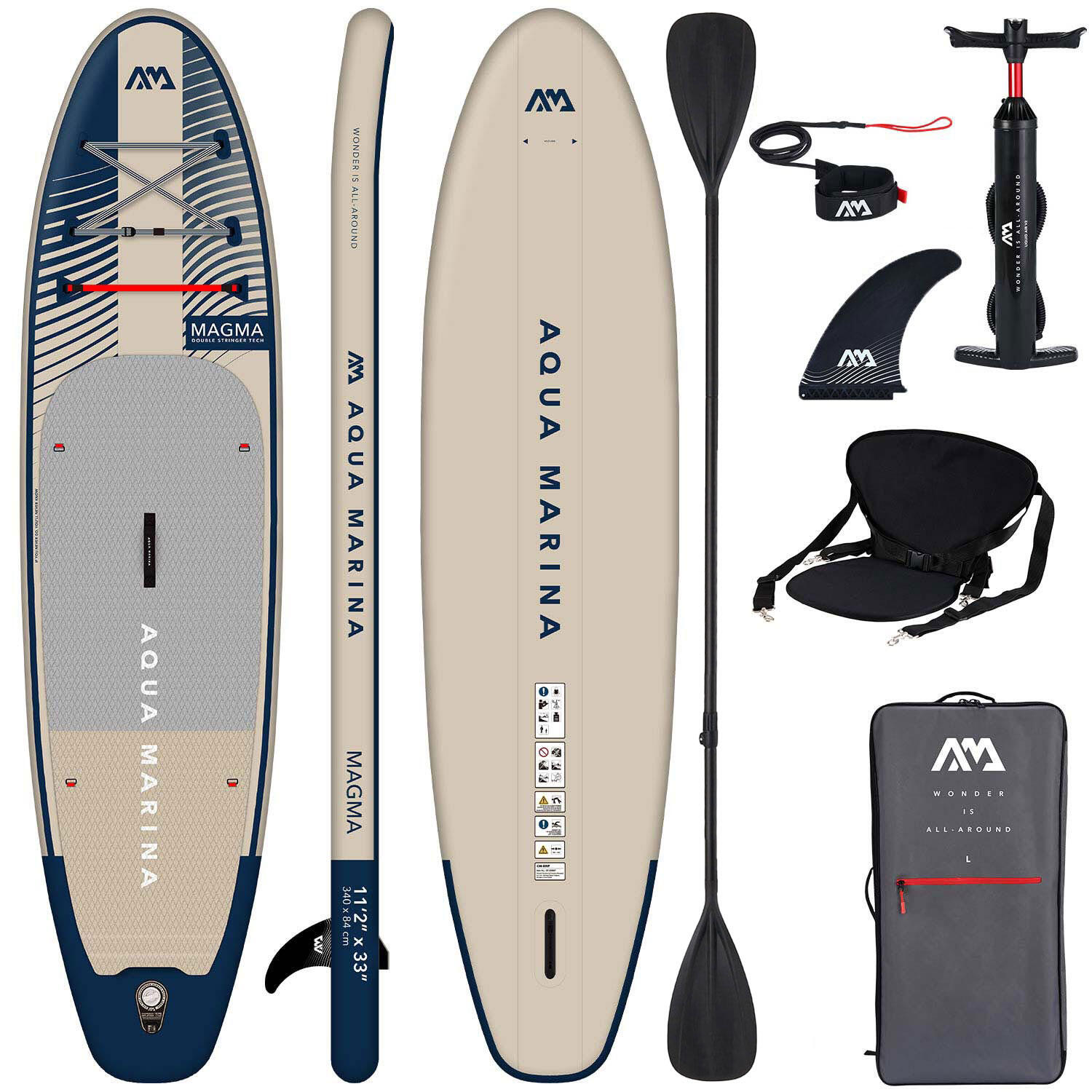 Aqua Marina Magma 11'2 SUP opblaasbaar board BT-23MAP COMBO peddel en kajakstoel 1/5