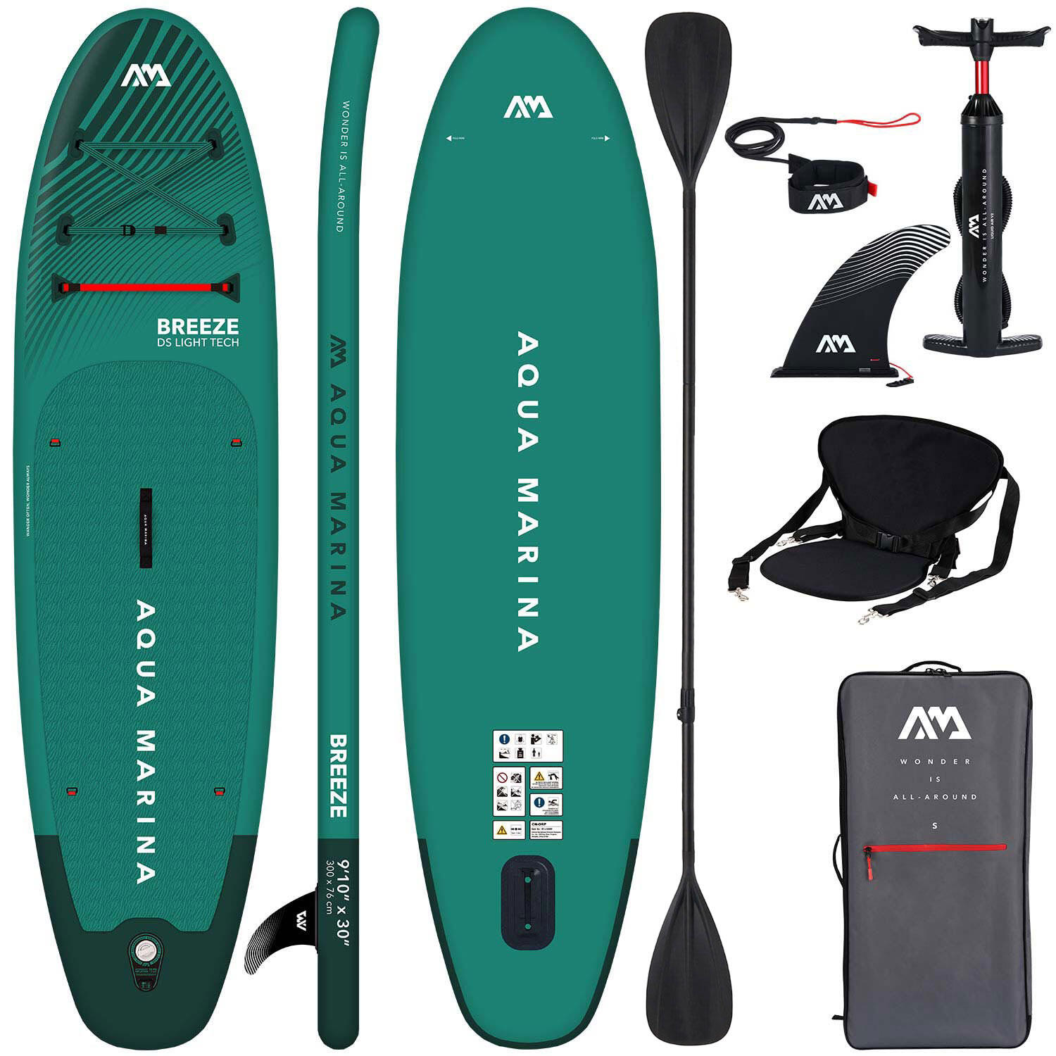 AQUA MARINA AQUA MARINA BREEZE 9’10” BT-23BRP SUP opblaasbaar board KAJAK SEAT 2in1 Paddel