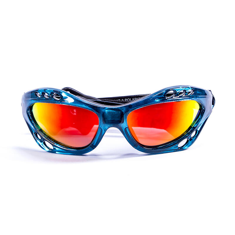 Lunette soleil flottantes sport nautiques OCEAN Cumbuco bleu et revo rouge