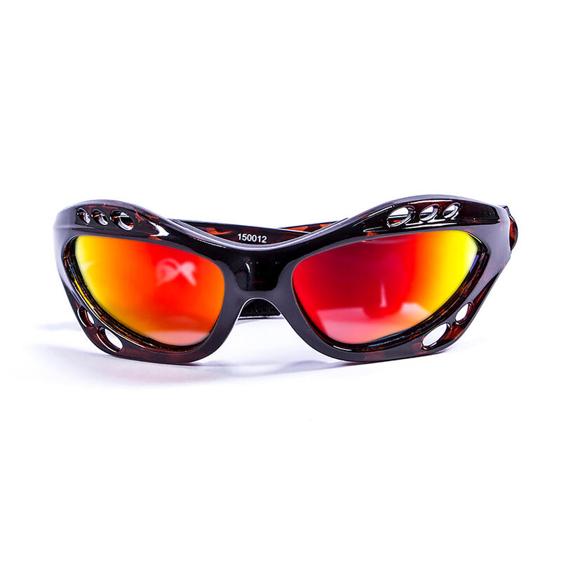 Lunette soleil flottantes sport nautiques OCEAN Cumbuco marron et revo rouge