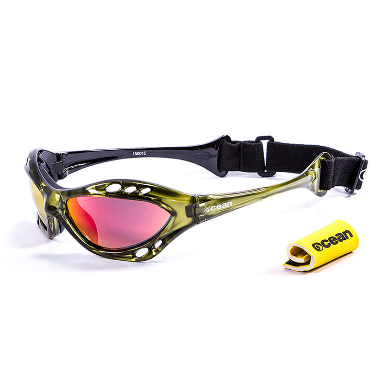 Lunette soleil flottantes sport nautiques OCEAN Cumbuco vert et revo rouge