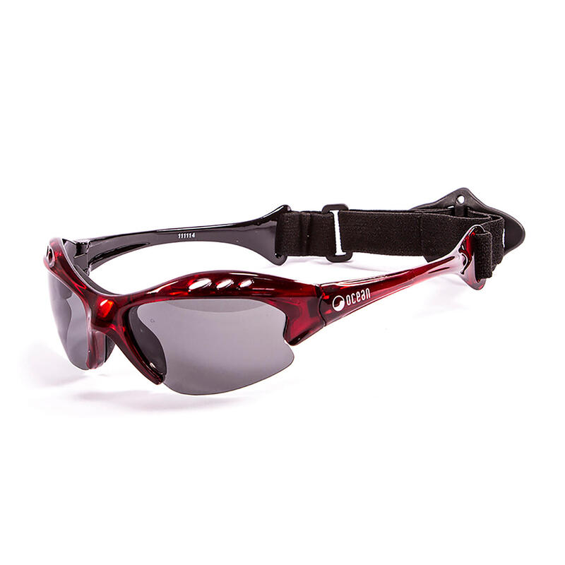 Lunette soleil flottantes sport nautiques OCEAN Mauricio rouge et fume