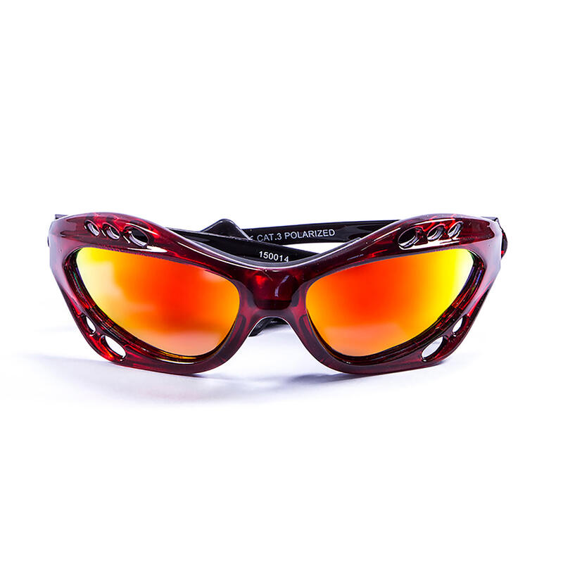 Lunette soleil flottantes sport nautiques OCEAN Cumbuco rouge et revo rouge