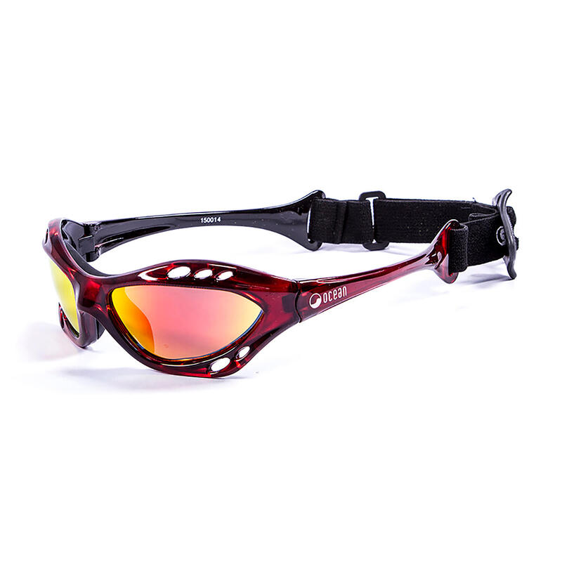 Lunette soleil flottantes sport nautiques OCEAN Cumbuco rouge et revo rouge