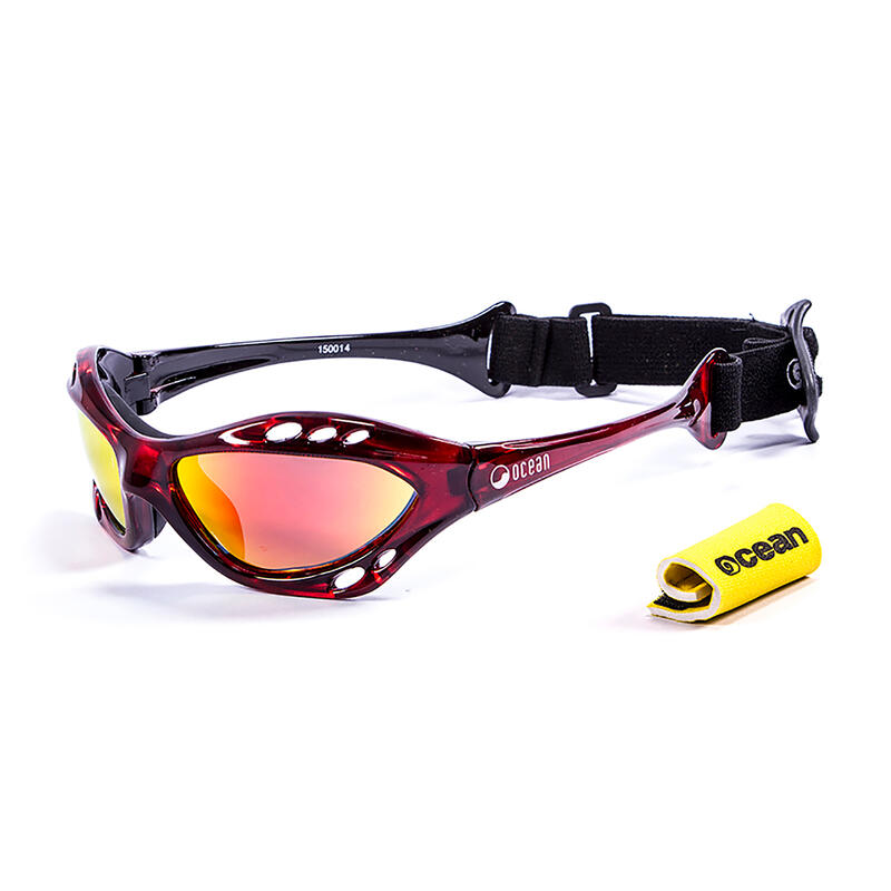 Lunette soleil flottantes sport nautiques OCEAN Cumbuco rouge et revo rouge