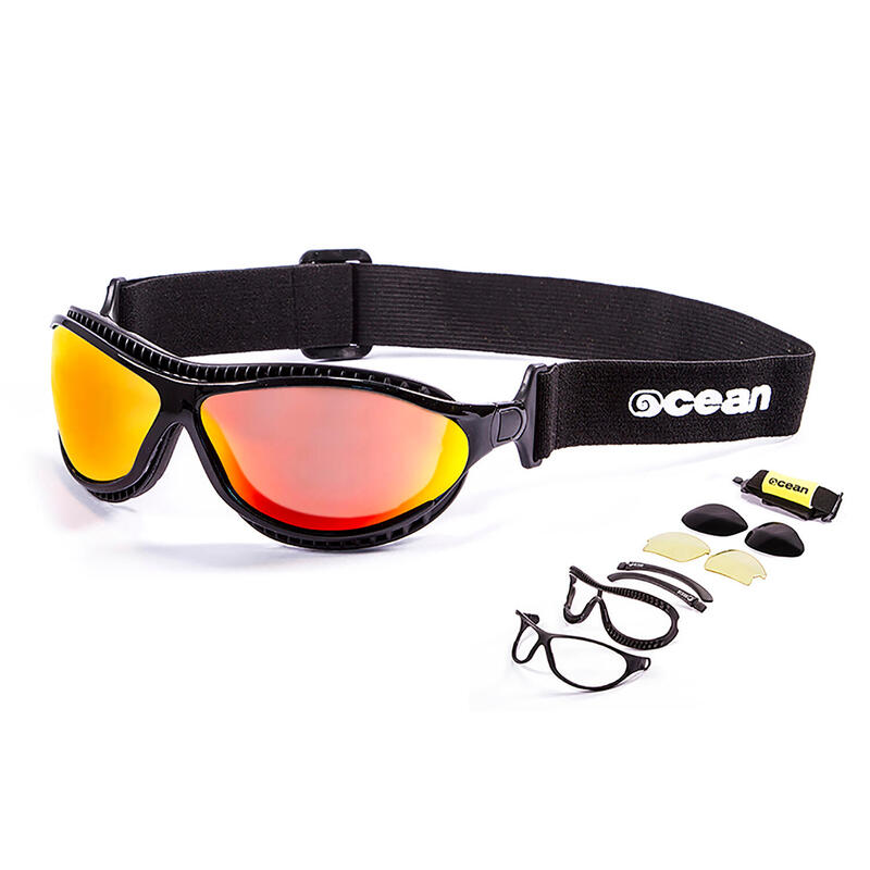 Lunette soleil flottantes sport nautiques OCEAN TierraFuego noir et revo rouge