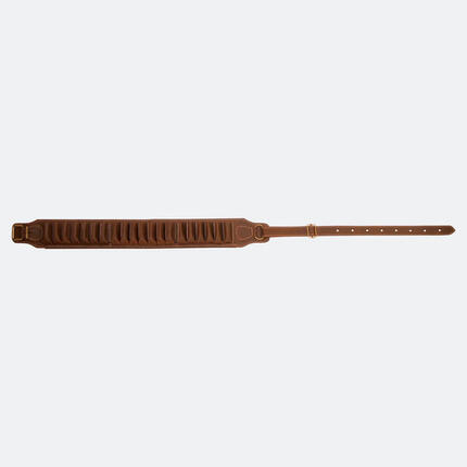CARTOUCHIÈRE EN CUIR VIEILLI 20 TUBES - CALIBRE 12 - CHASSE - DOUBLÉ CUIR