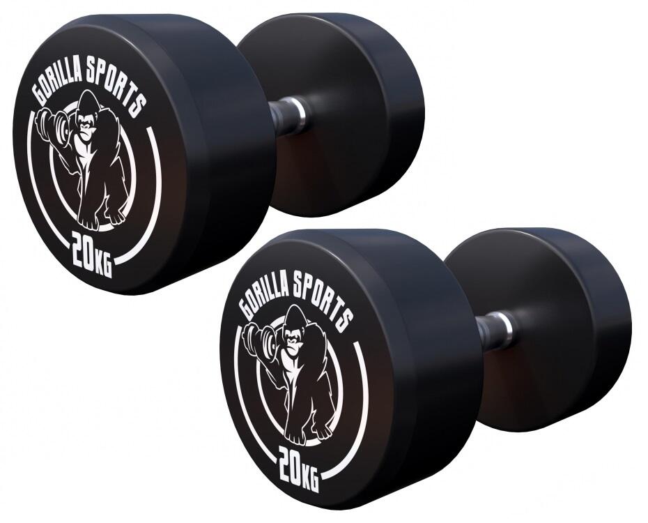 Zestaw hantli treningowych Gorilla Sports gumowane stałe 2x20 kg 1/2