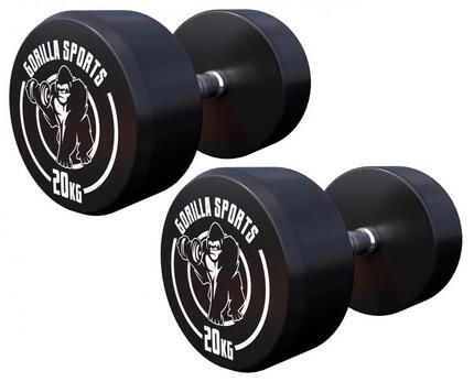 Zestaw hantli treningowych Gorilla Sports gumowane stałe 2x20 kg