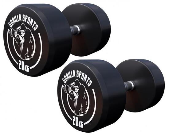 Zestaw hantli treningowych Gorilla Sports gumowane stałe 2x20 kg