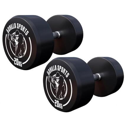 Zestaw hantli treningowych Gorilla Sports gumowane stałe 2x20 kg